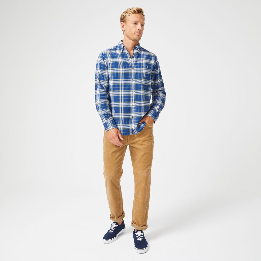 PLAID FLANNEL SHIRT,Estate Blue,large