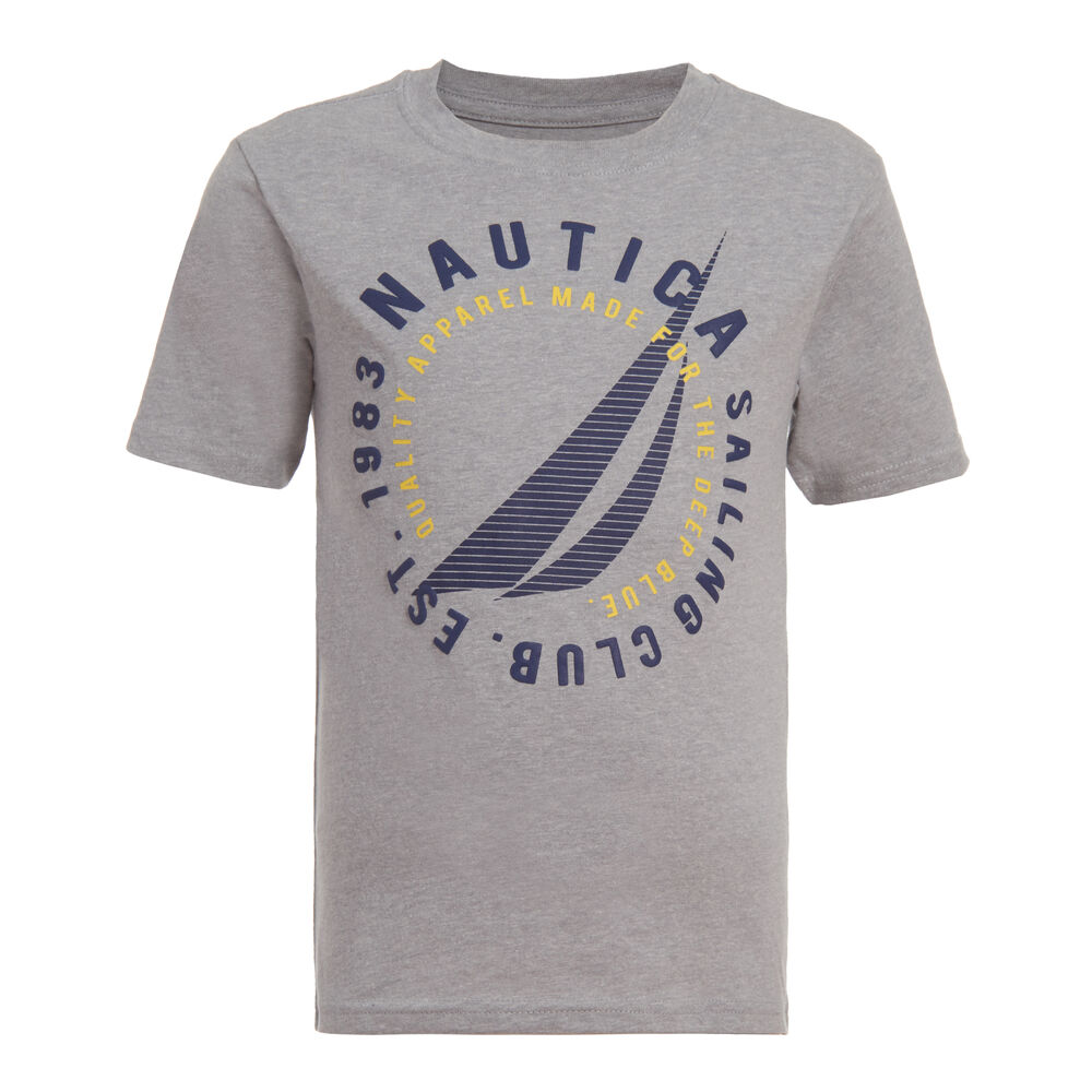 BOYS' BIG CIRCLE LOGO GRAPHIC T-SHIRT (8-20),Grey Heather,large