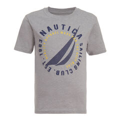 BOYS' BIG CIRCLE LOGO GRAPHIC T-SHIRT (8-20),Grey Heather,large