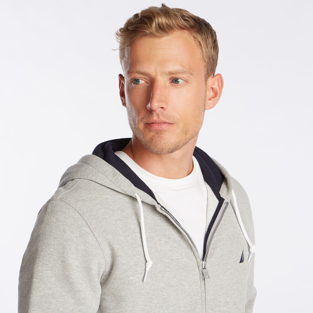BRAND ICON FULL-ZIP HOODIE,Grey Heather,large