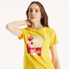 Nautica Sailing Foil Graphic T-Shirt,Lemon Chrome,large