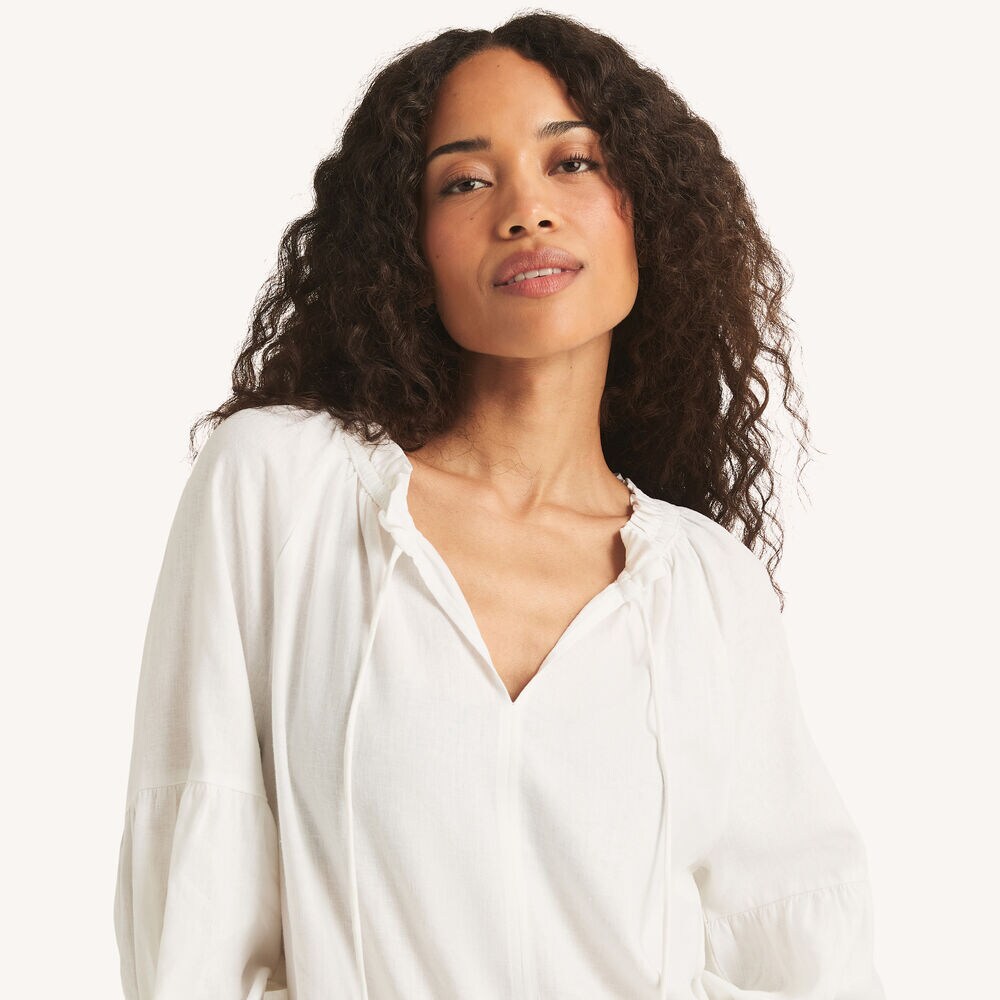 Linen Poet Shirt,Bright White,large