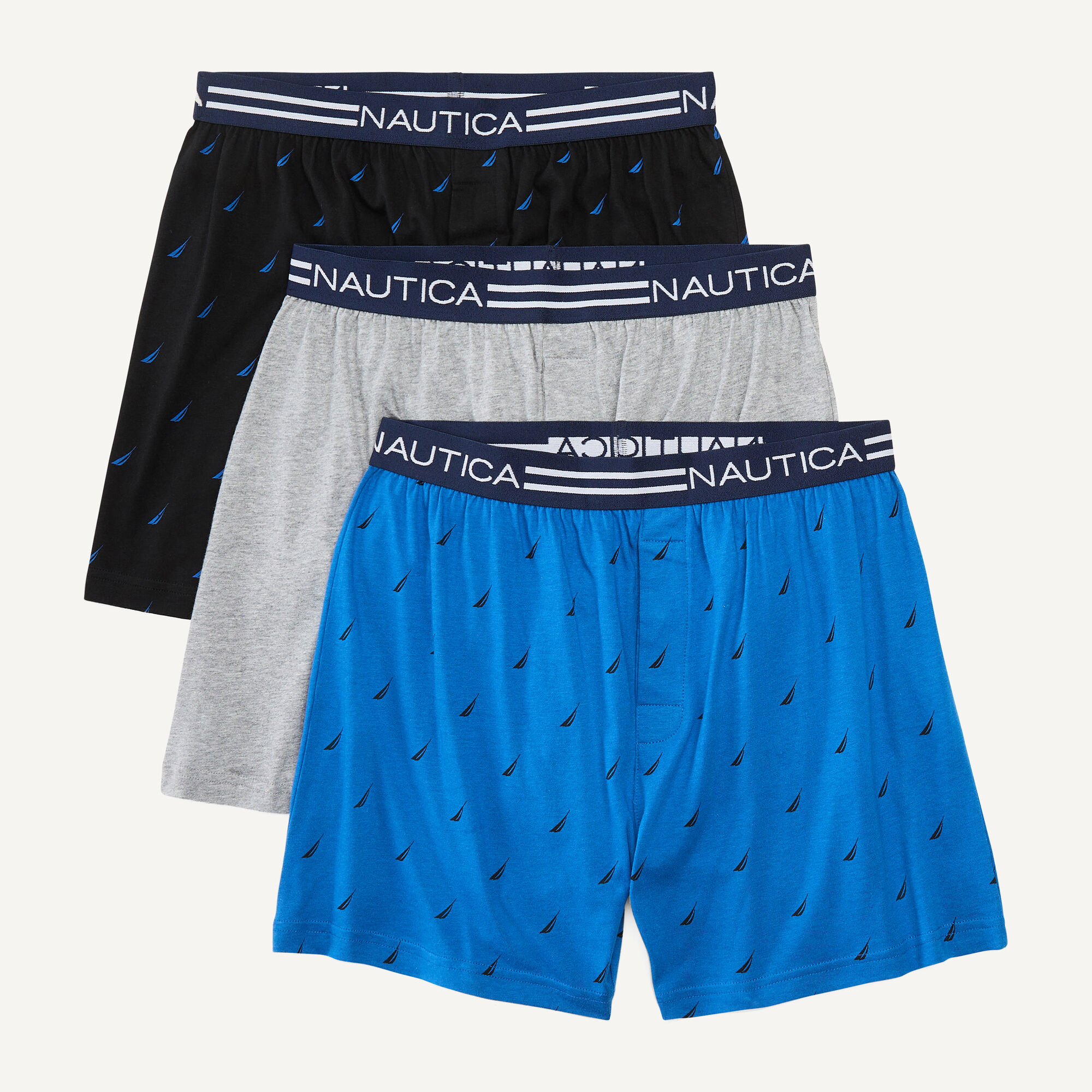 Solid Knit Boxers, 3-Pack,Breezy Blue,large