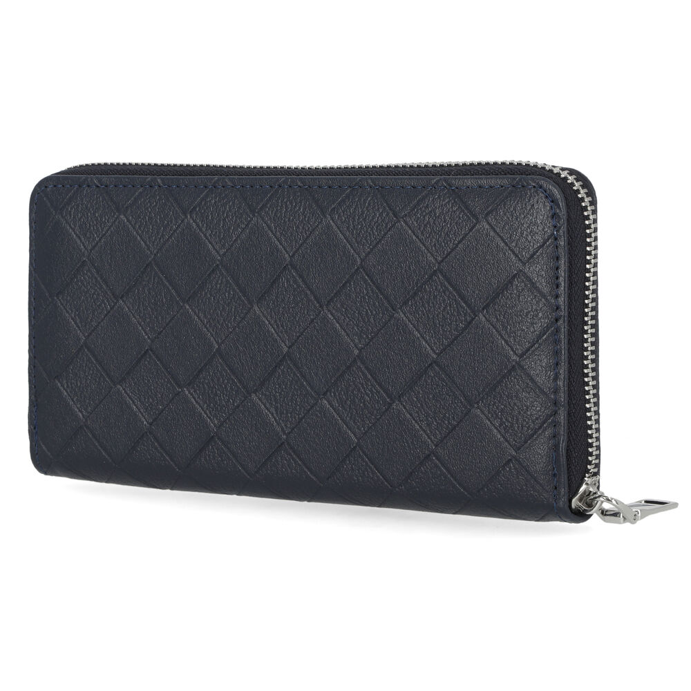Woven Zip Wallet,Workshirt Blue,large