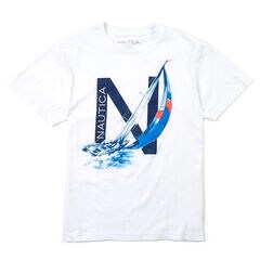 Boys' Short Sleeve Sailing T-Shirt (8-16),Antique White Wash,large
