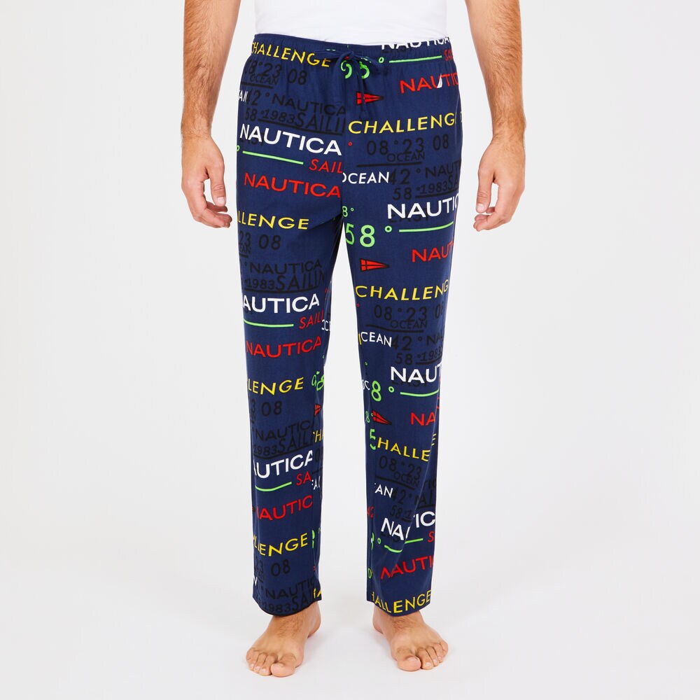 Nautica Logo Fleece Pajama Pants,J Navy,large
