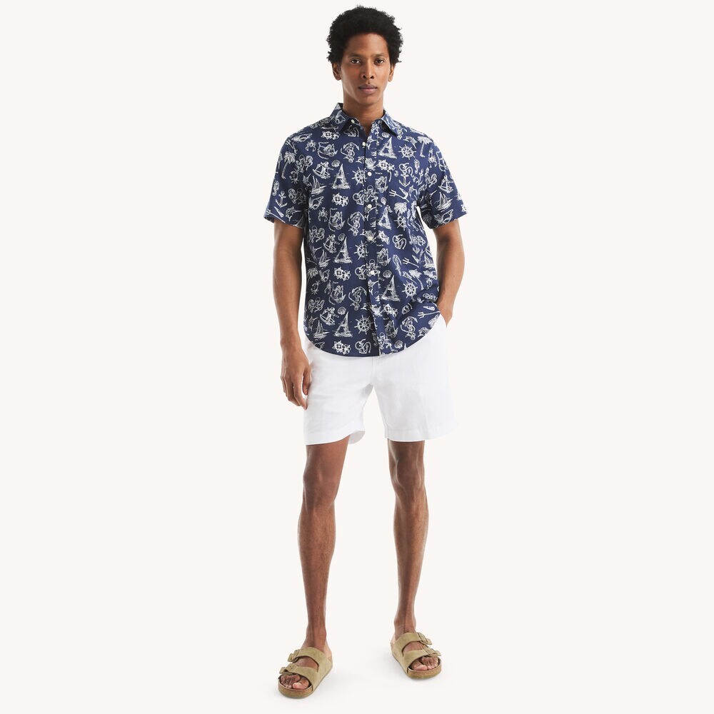 7" Yarn-Dyed Linen Short,Bright White,large