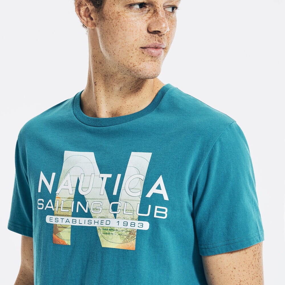 SUSTAINABLY CRAFTED SAILING CLUB GRAPHIC T-SHIRT,Blue Mist Pantone,large