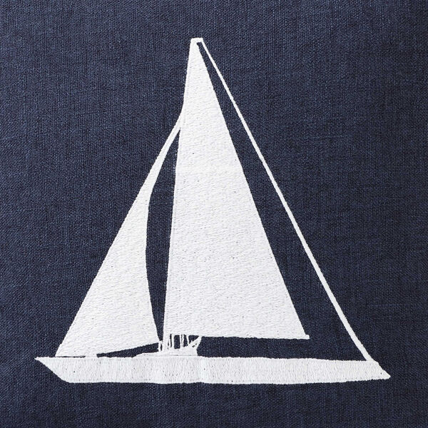 Sailboat Horizons Navy Decorative Pillow