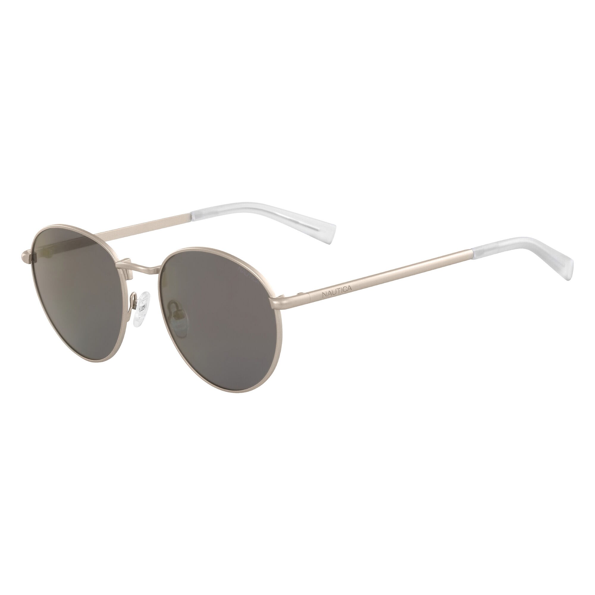 Round Sunglasses with Matte Frame,Silver,large