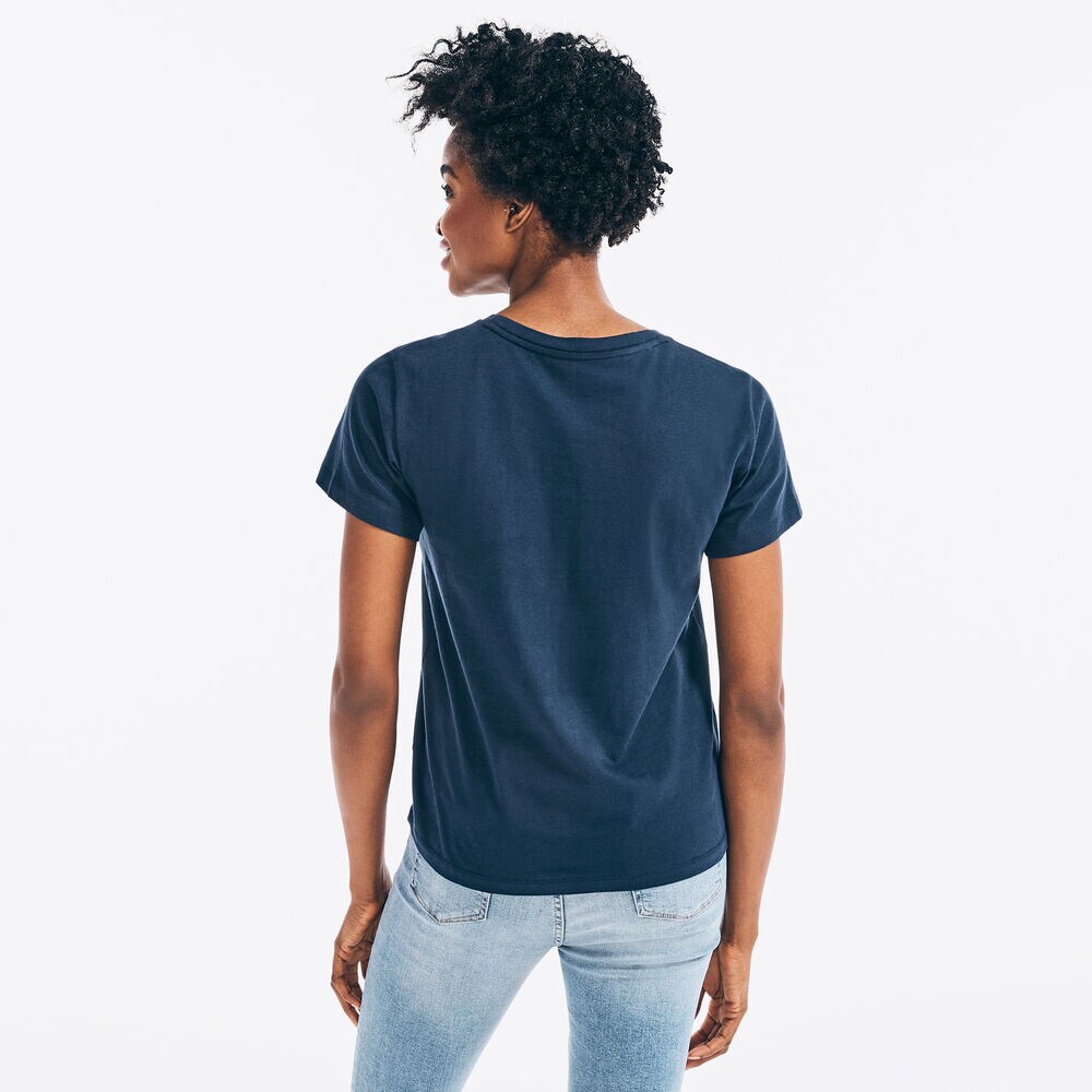 STRIPED LOGO GRAPHIC T-SHIRT,Stellar Blue Heather,large