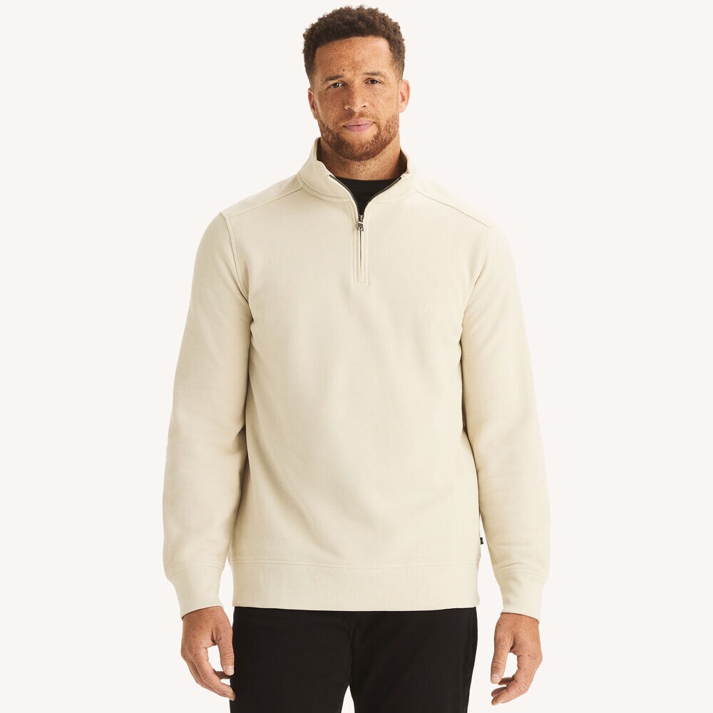Big & Tall Quarter-Zip Fleece Sweatshirt,Flax Harbor Heather,large