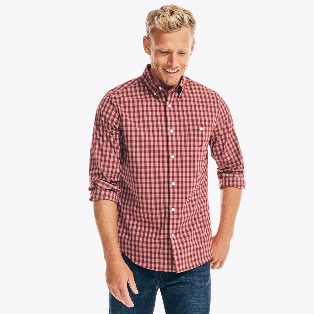 NAVTECH SLIM FIT PLAID SHIRT,Flamingo,large