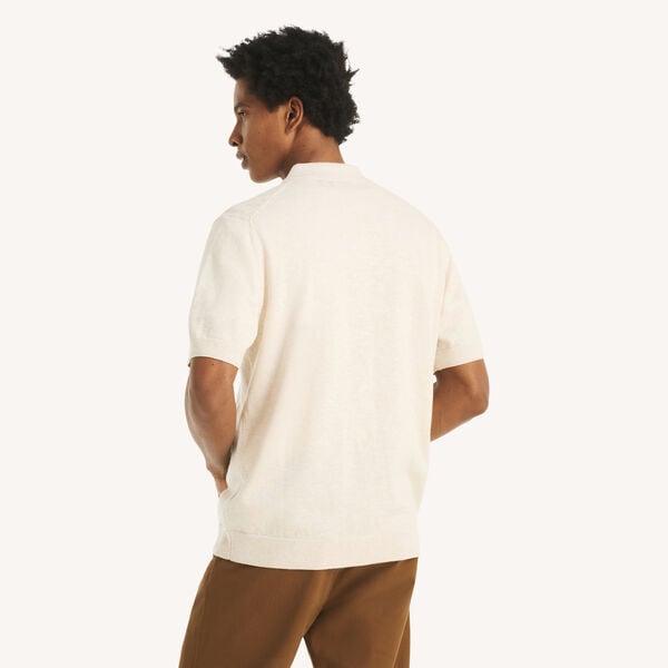 Short-Sleeve Button-Front Polo Sweater