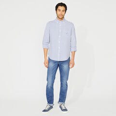 SEERSUCKER STRIPED SHIRT,Windsurf Blue,large