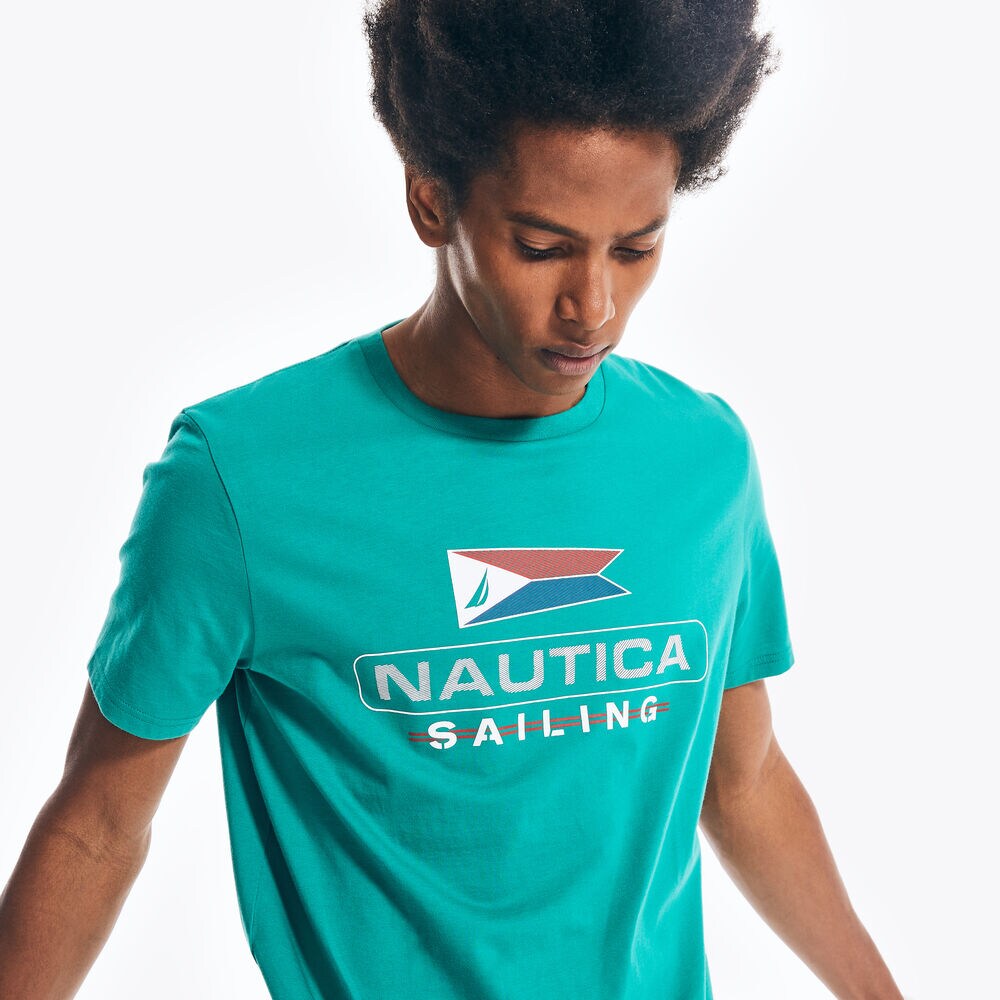 SUSTAINABLY CRAFTED NAUTICA SAILING GRAPHIC T-SHIRT,Vibe Green,large