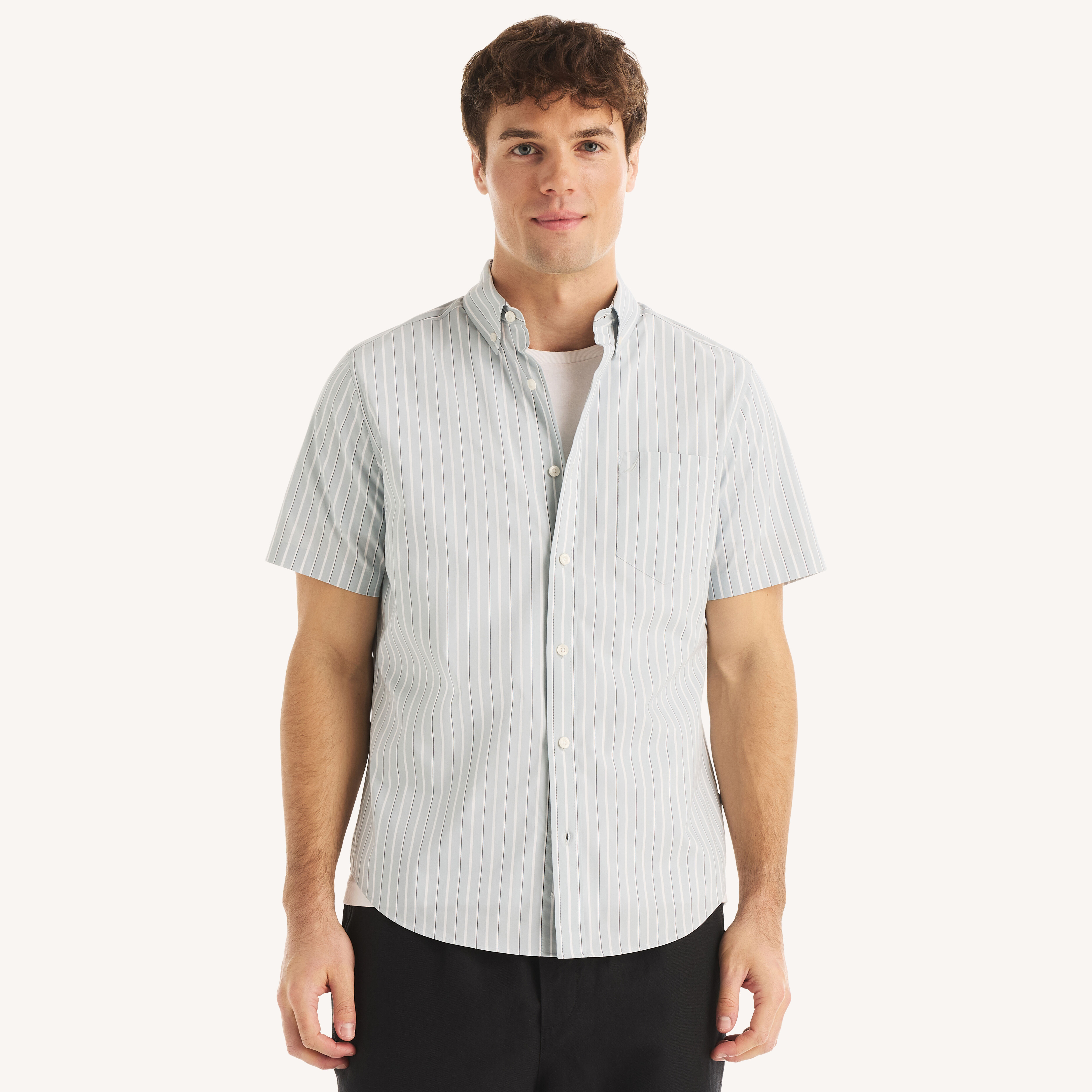 Classic Fit Wrinkle-Resistant Striped Short-Sleeve Shirt | Nautica