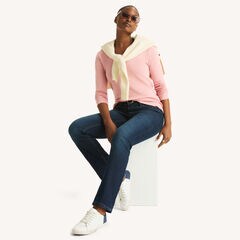 Scoop-Neck Long-Sleeve T-Shirt,Sunguard Red,large