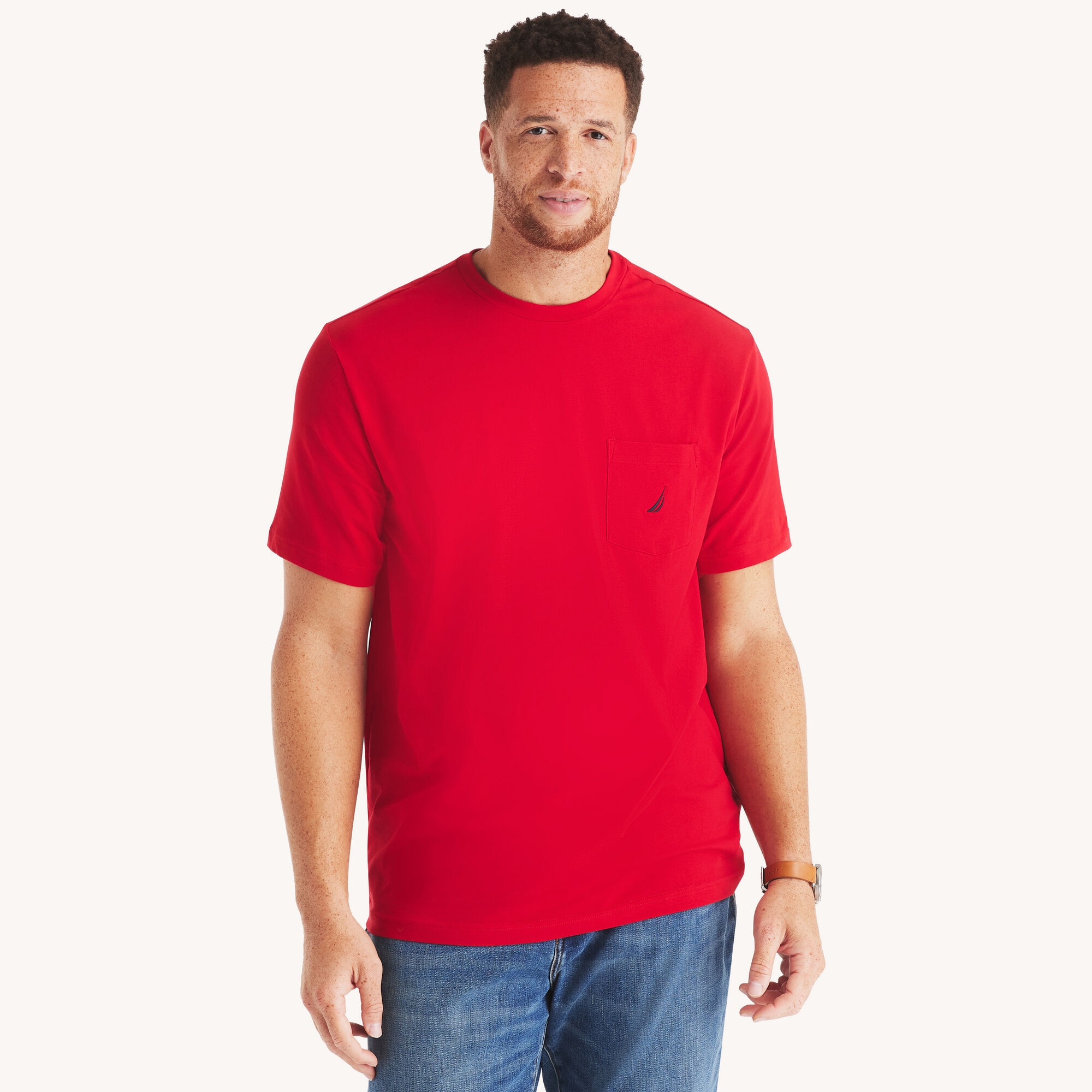 Big & Tall Pocket T-Shirt,Nautica Red,large