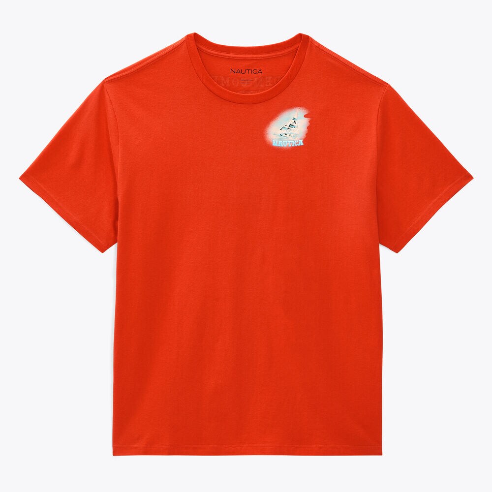 Big & Tall Island Hops Short Sleeve T-Shirt,Firey Red,large