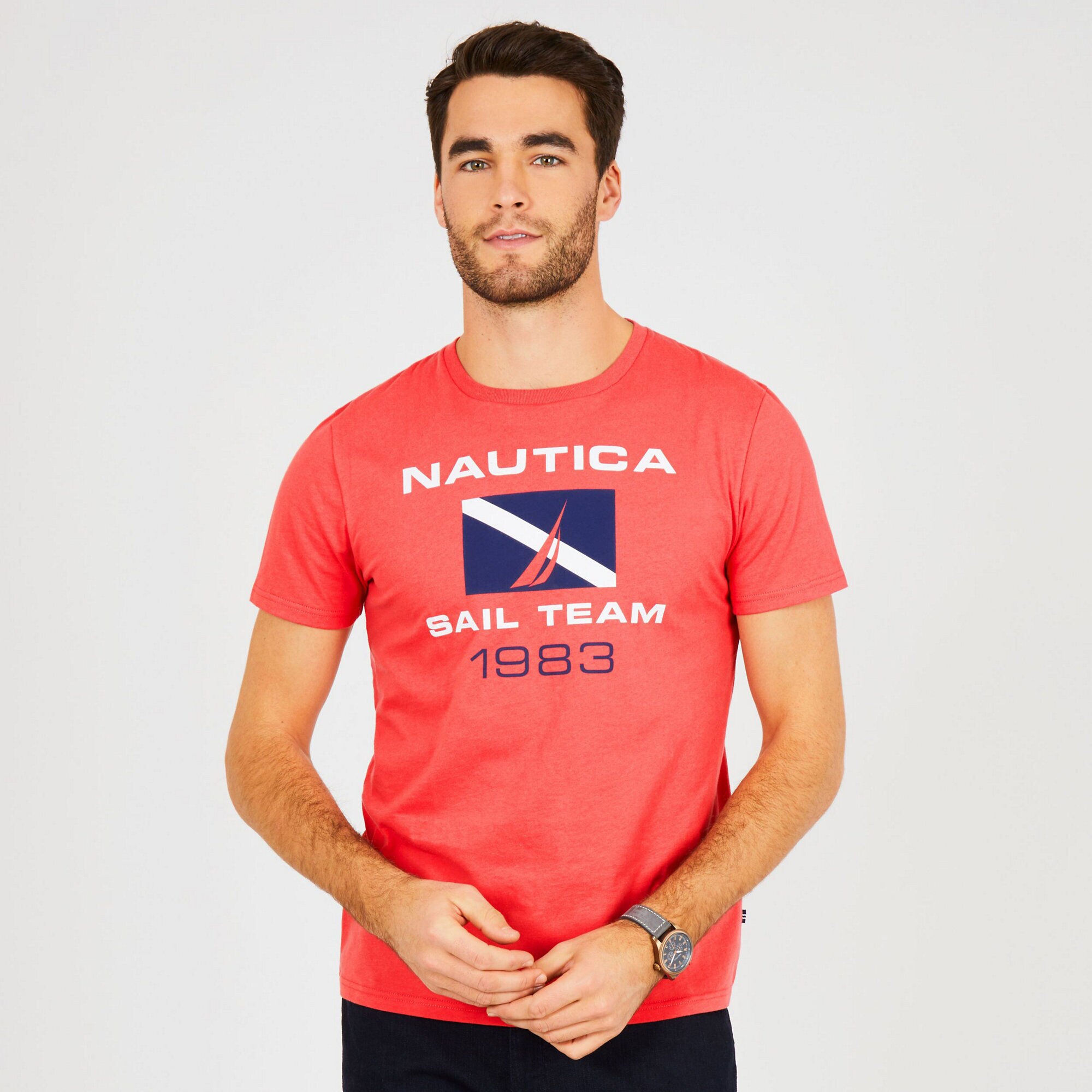Short Sleeve Sail Team '83 T-Shirt,Buoy Red,large
