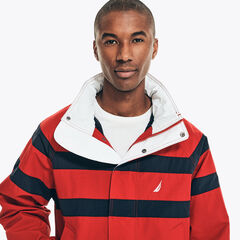 STRIPED RAINBREAKER BOMBER JACKET,Nautica Red,large