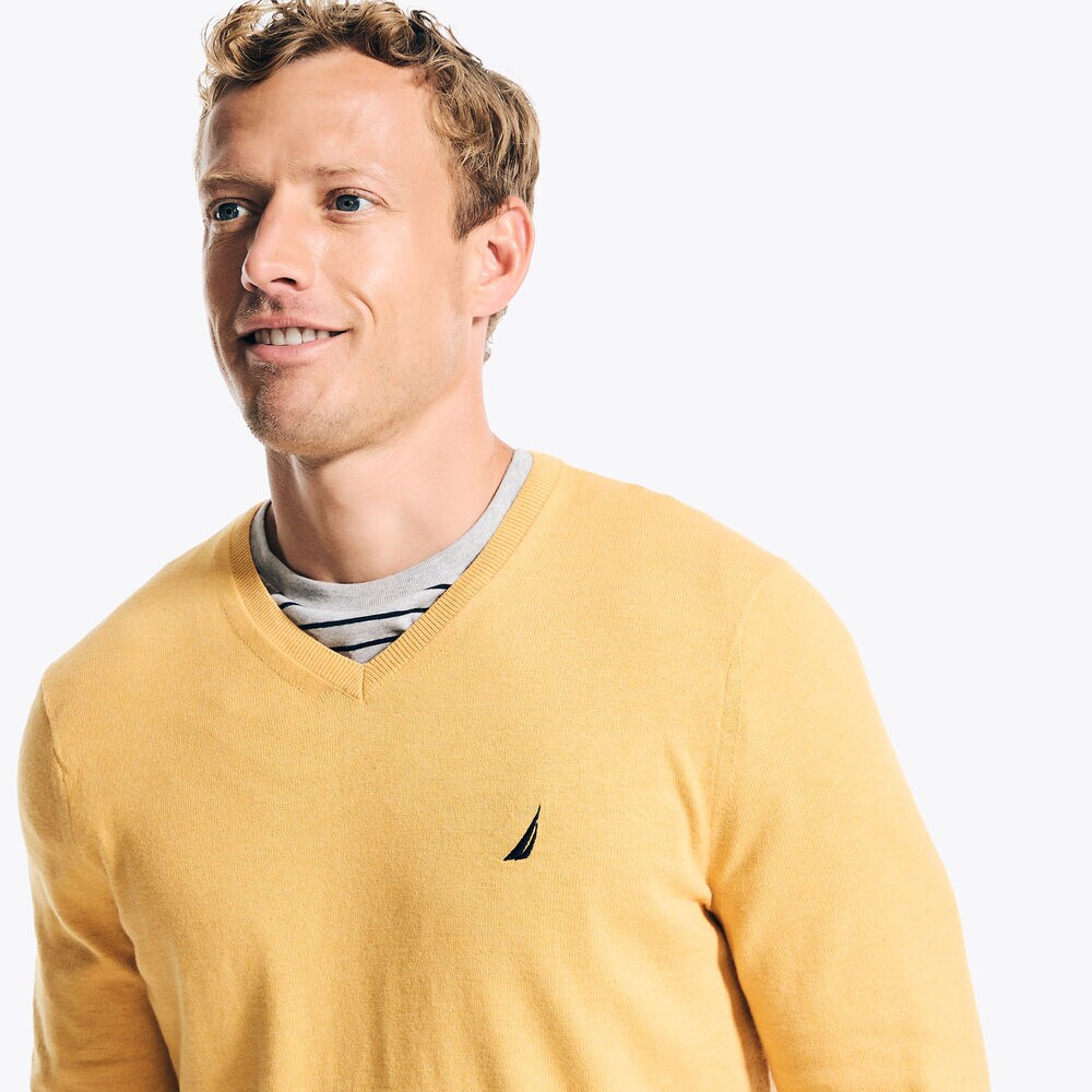 Navtech V-Neck Sweater,Marigold,large