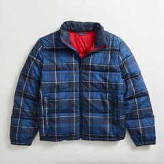 PLAID TEMPASPHERE BOMBER,Navy,large