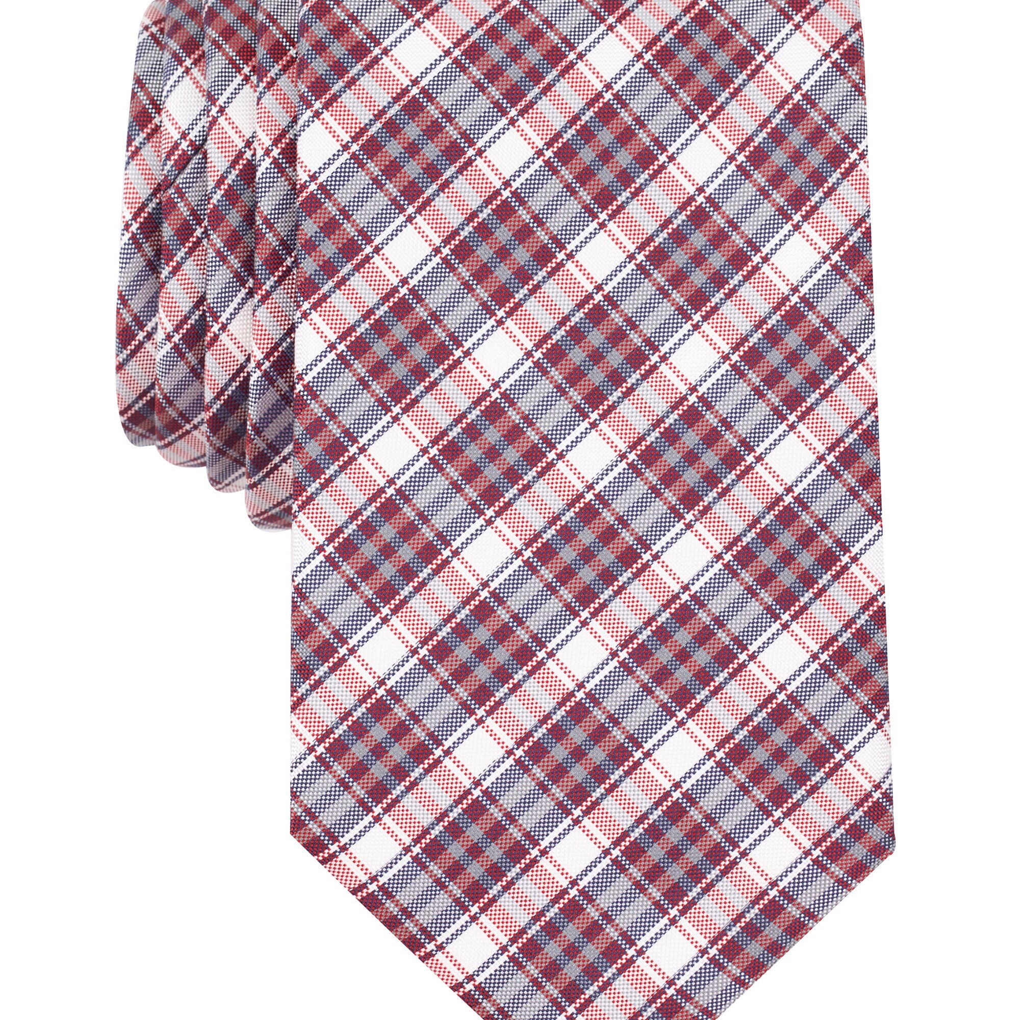 Silk Blend Red Plaid Tie,Nautica Red/Orange,large
