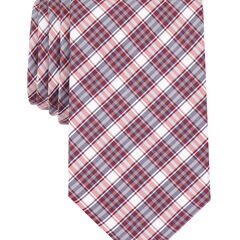 Silk Blend Red Plaid Tie,Nautica Red/Orange,large