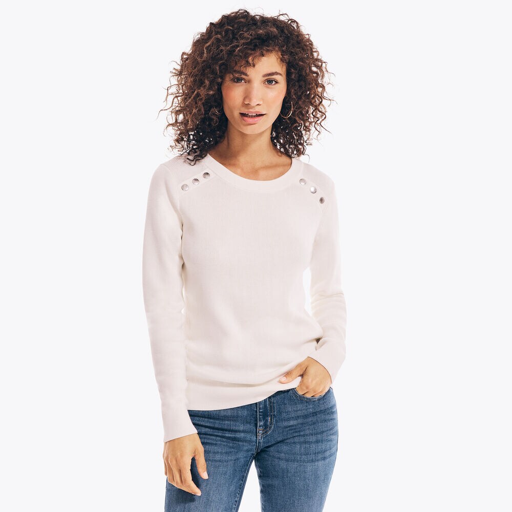 SUSTAINABLY CRAFTED RIB-KNIT SWEATER,Marshmallow,large