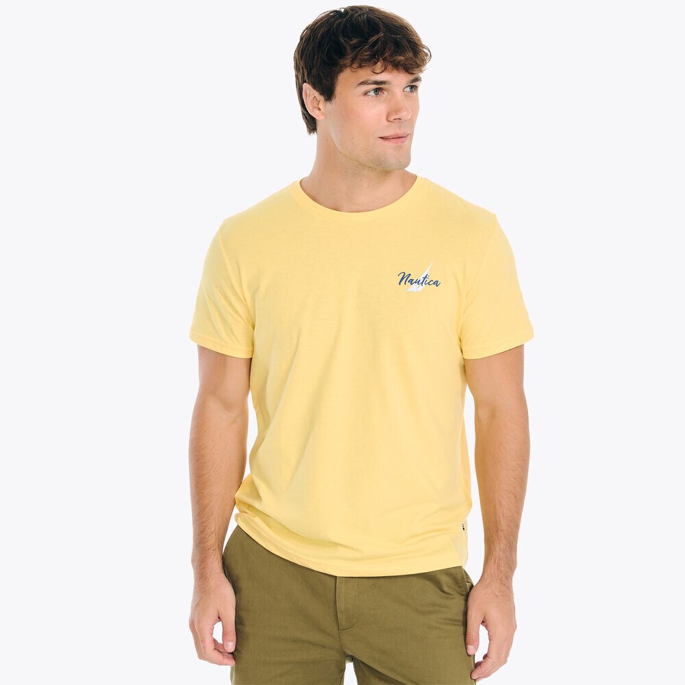 Big & Tall Sustainably Crafted Palm Beach Graphic T-Shirt,Marigold,large
