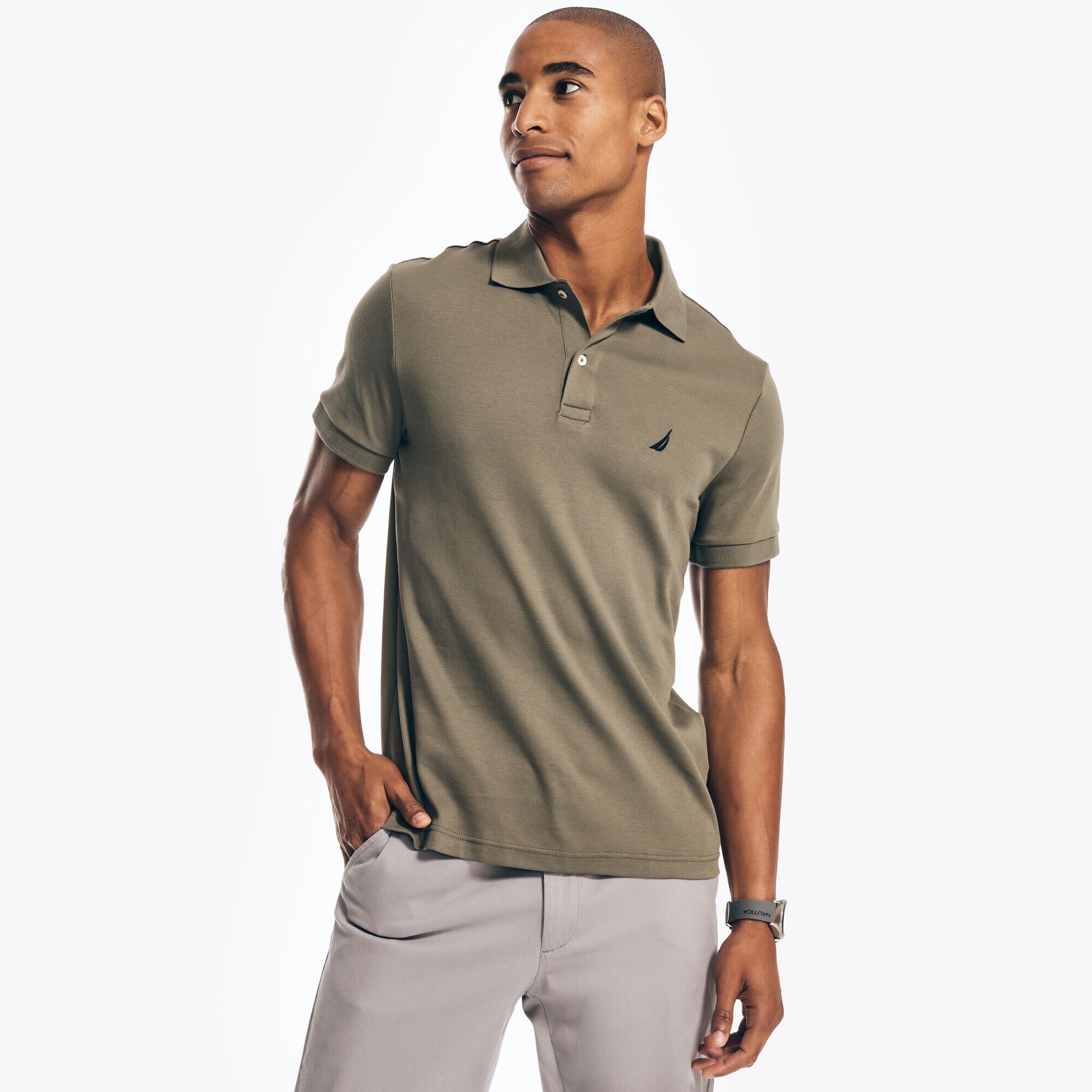 SLIM FIT INTERLOCK POLO,Hillside Olive,large