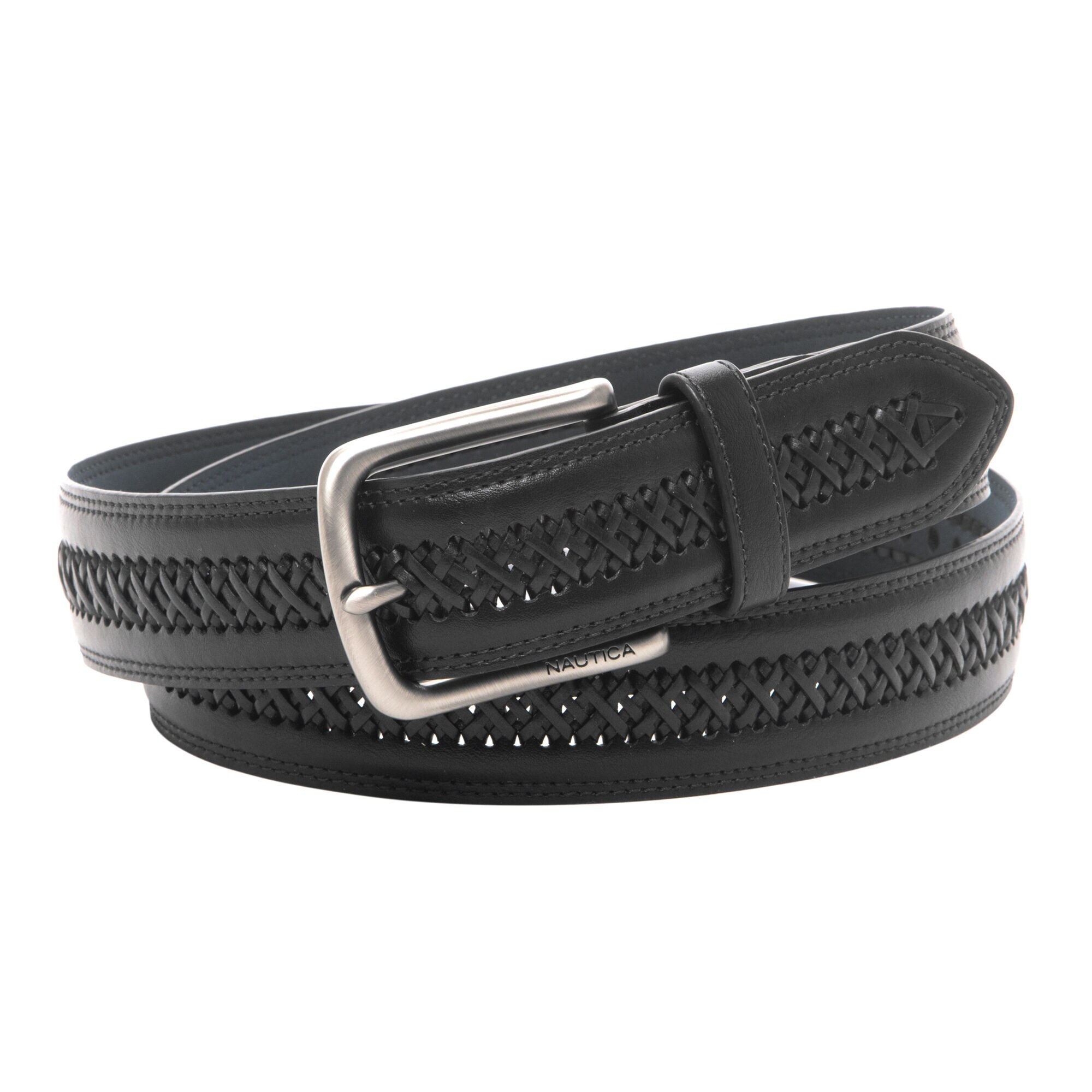 LACED LEATHER BELT,True Black,large
