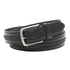 LACED LEATHER BELT,True Black,large