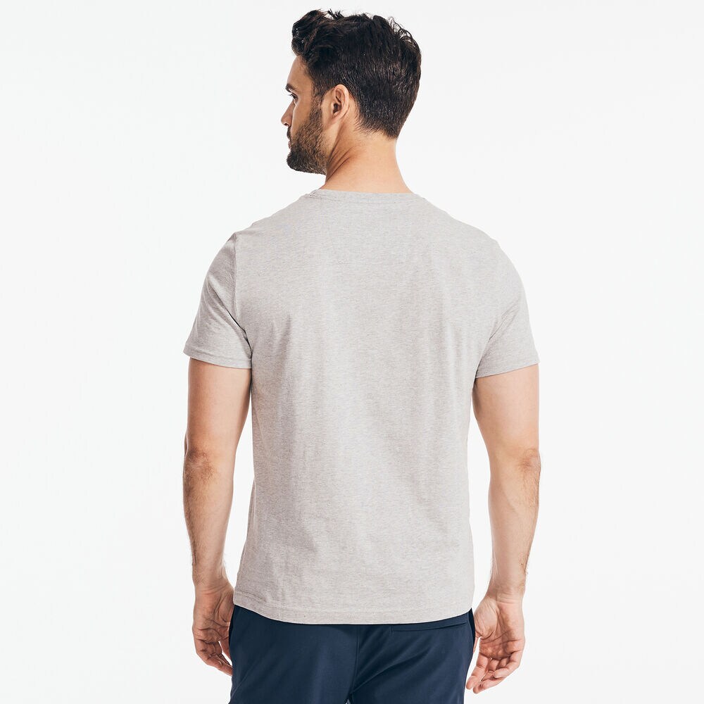 STRIPED PREMIUM COTTON T-SHIRT,Grey Heather,large