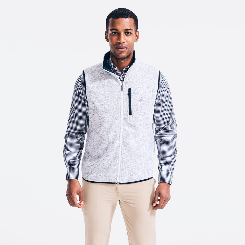 PERFORMANCE KNIT FLEECE VEST,Bright White,large
