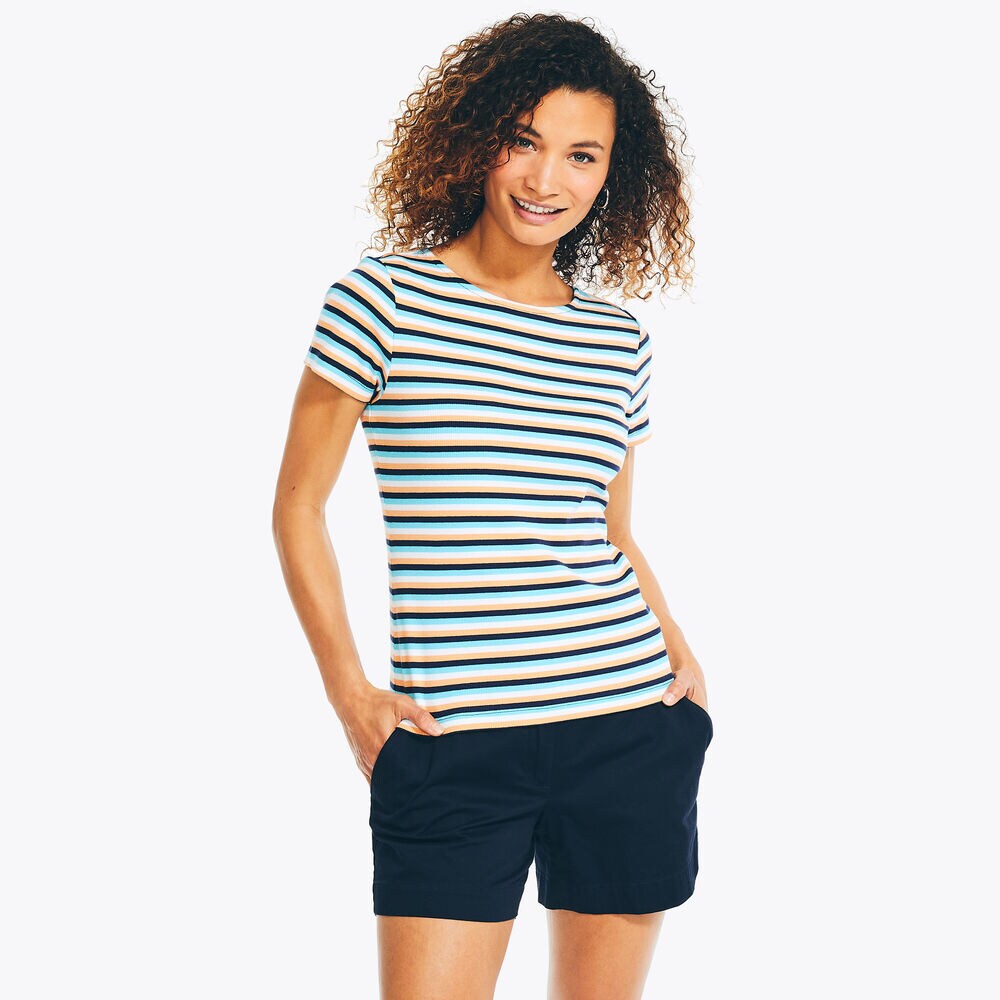 Striped Twist-Back Top,J Navy,large
