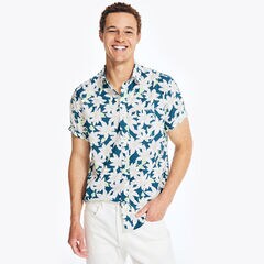 Printed Poplin Short-Sleeve Shirt,Star Sapphire,large