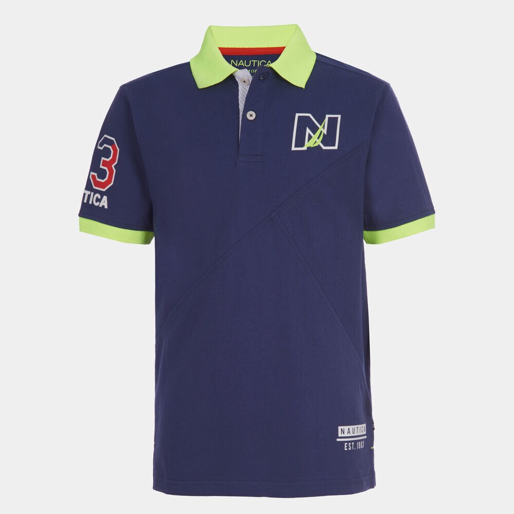 BOYS' EMBROIDERED LOGO PATCH HERITAGE POLO (8-20),J Navy,large