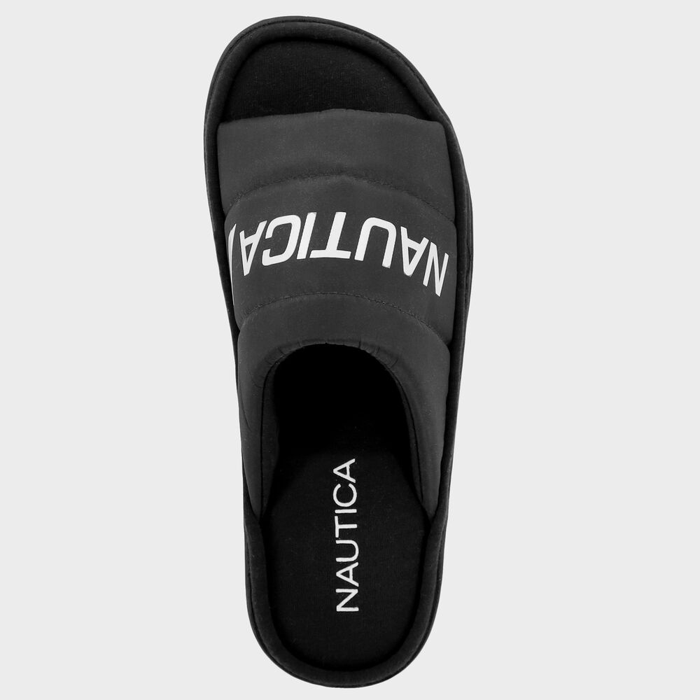 LOGO EMBOSSED SLIDE SANDAL,Black,large