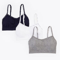 Seamless Logo Bras, 3-Pack,Workshirt Blue,large