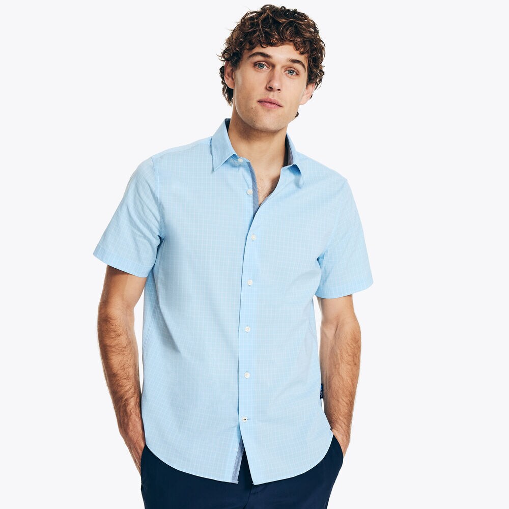 NAVTECH TRIM FIT PLAID SHIRT,Estate Blue,large