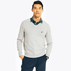 NAVTECH V-NECK SWEATER,Grey Heather,large