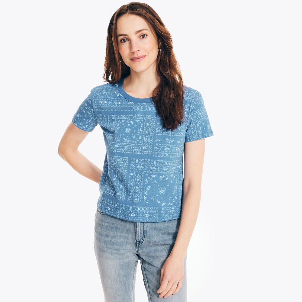 BANDANA PRINT T-SHIRT,Bolt Blue,large
