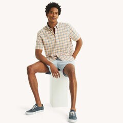 Plaid Short-Sleeve Shirt,Bright White,large