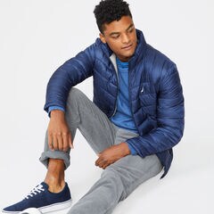 QUILTED BRAND ICON RIPSTOP JACKET,Navy,large