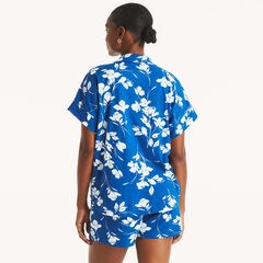 Printed Pajama Short Set,Marine Blue,large