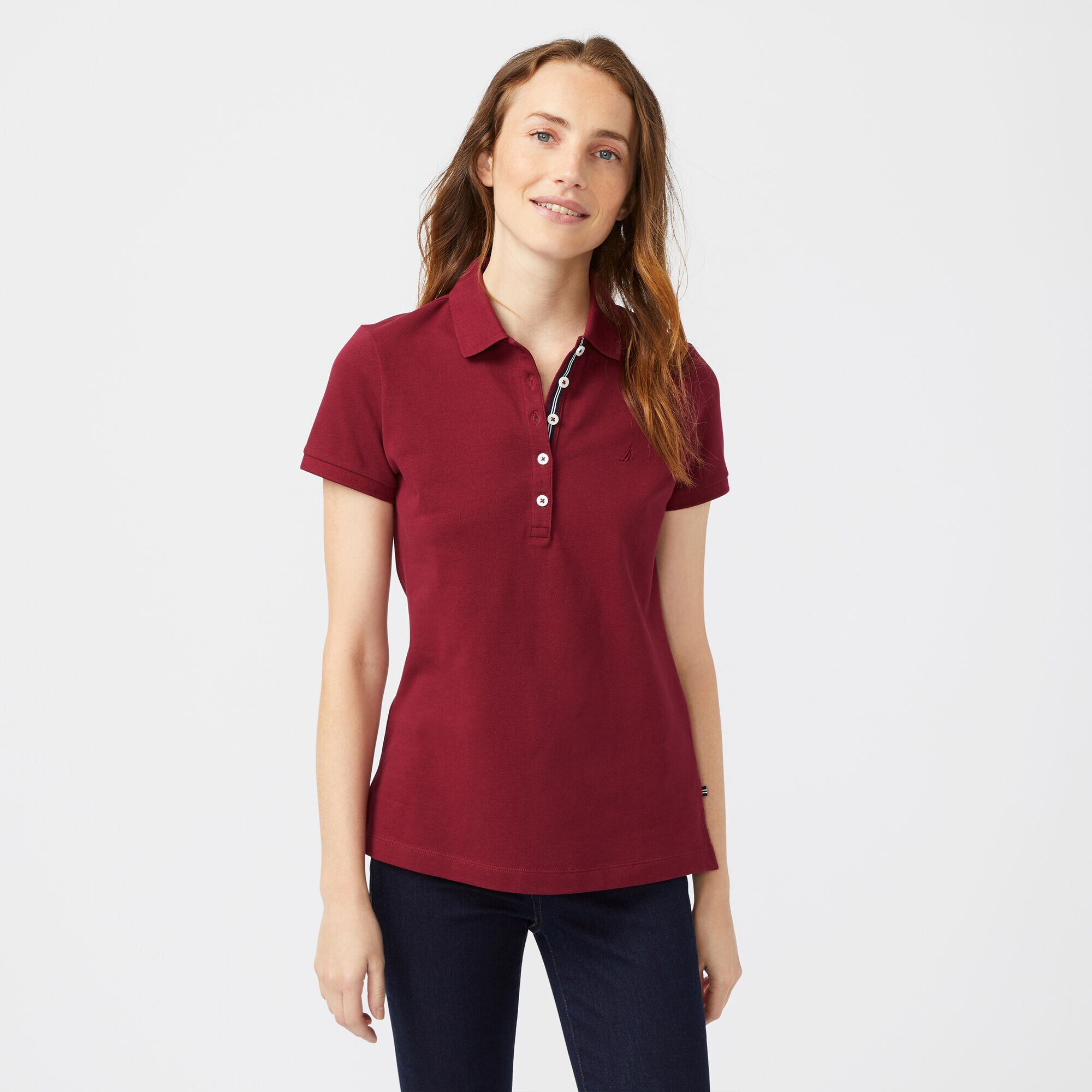 5-Button Polo,Classic Red,large