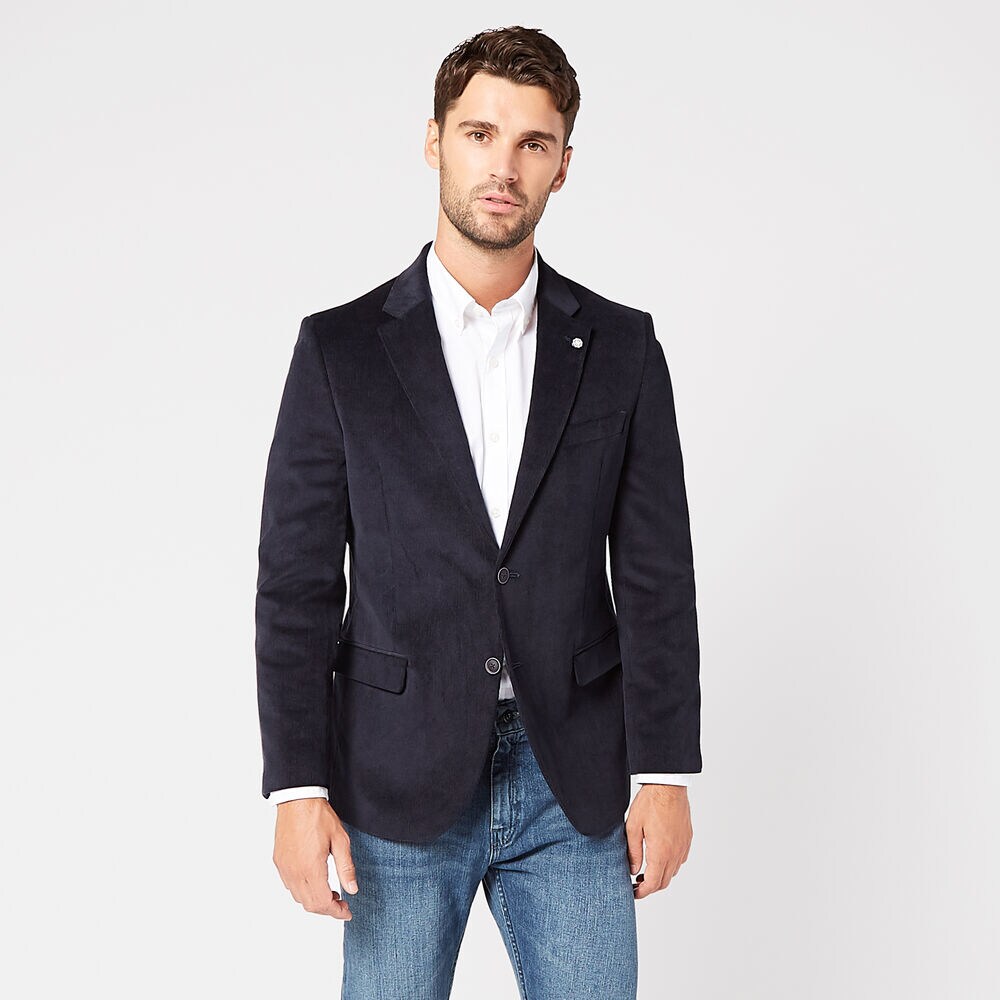 STRETCH CORDUROY BLAZER,Tugboat Blue,large